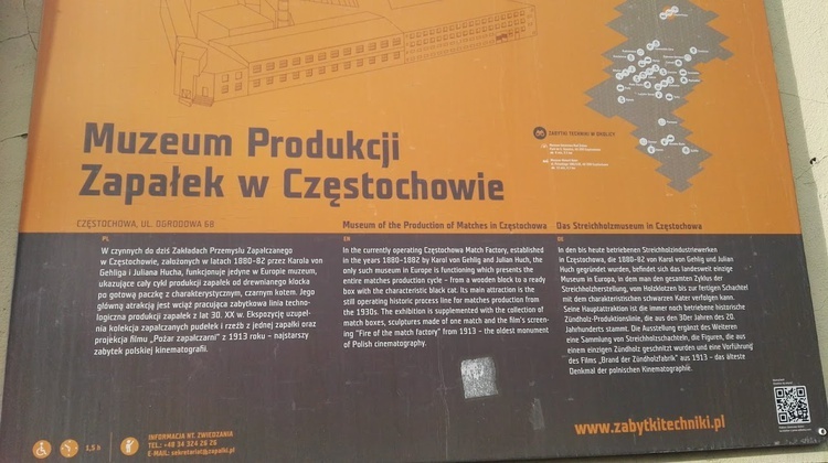 ​Muzeum produkcji Zapałek w Częstochowie na Szlaku Zabytków Techniki 