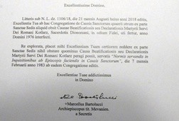 Fragment dokumentu Watykańskiej Kongregacji ds. Świętych