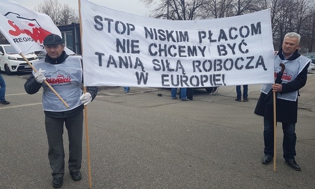 Protest pracowników fabryki Fiata w Tychach