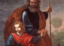 Obraz św. Józefa z młodym Jezusem w kościele sióstr bernardynek.
