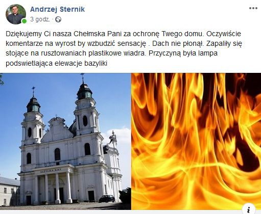 Wikary z przechodniem nie dopuścili do pożaru bazyliki Narodzenia NMP w Chełmie