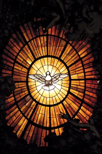 ▲	Witraż przedstawiający symbol Ducha Świętego autorstwa Berniniego  w bazylice św. Piotra  w Rzymie.