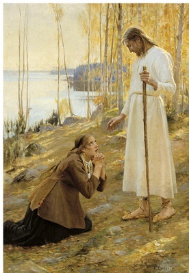 Albert Edelfelt "Chrystus i Magdalena", olej na płótnie, 1890, Muzeum Ateneum Helsinki