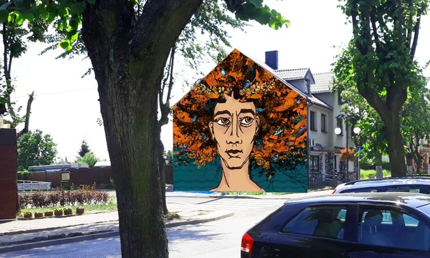 Wizualizacja muralu "Drzewo Życia", jaki być może powstanie w Głownie.