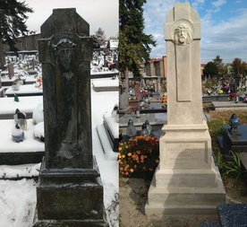 Stalowa Wola, cmentarz parafialny. Jeden z odnowionych w tym roku nagrobków.