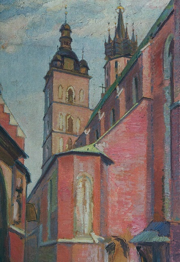 Adolf Hyła, „Widok na kościół Mariacki w Krakowie”.