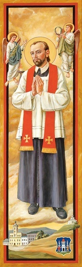 Obraz patrona w prezbiterium góreckiej świątyni.