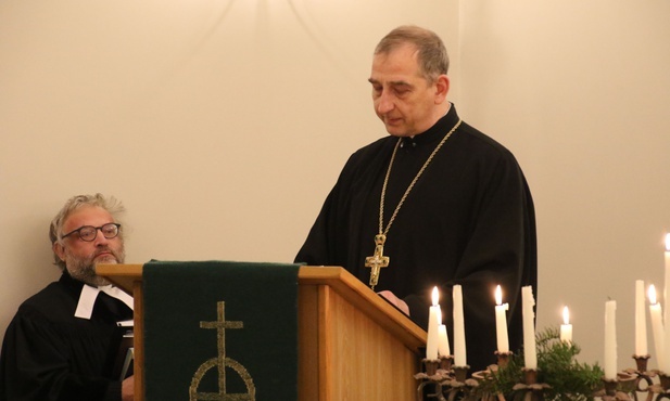 Kazanie w czasie nabożeństwa wygłosił ks. mitrat Eliasz Tarasiewicz.