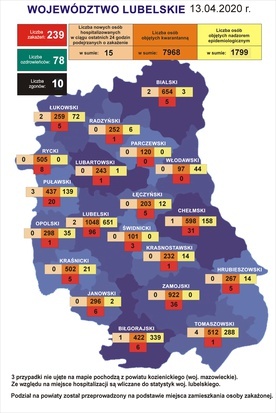Mapa przedsawiająca sytuację w województwie lubelskim.
