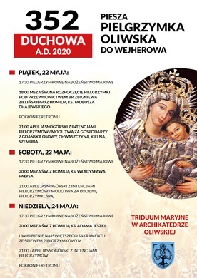 Szczegółowy program 352. Pieszej Pielgrzymki Oliwskiej do Wejherowa.