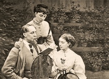 Charles Dickens ze swoimi dwiema córkami.