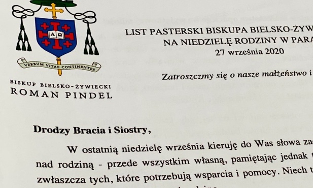 List bp. Romana Pindla na Niedzielę Rodziny.