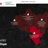 Mapa ukazująca główne strajki na Dolnym Śląsku.