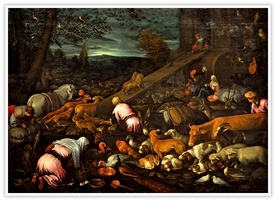 Leandro da Ponte, zwany Bassano "Wejście zwierząt do arki Noego", olej na płótnie, ok. 1575 r. Muzeum Sztuki, Baltimore.