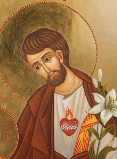 Św. Józef na ikonie w sanktuarium Matki Bożej Bolesnej w Oborach.
