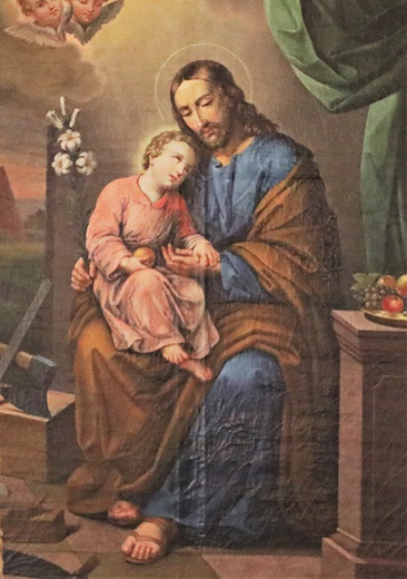 Fragment obrazu opiekuna Jezusa w głównym ołtarzu.