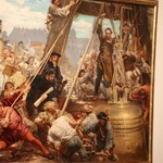 Prezentacja obrazu Jana Matejki "Zawieszenie dzwonu Zygmunta na wieży katedry w Krakowie w 1521 roku"