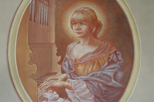 Daniszewo. Św. Cecylia, dziewica i męczennica - patronka śpiewu kościelnego (polichromia w kościele parafialnym)