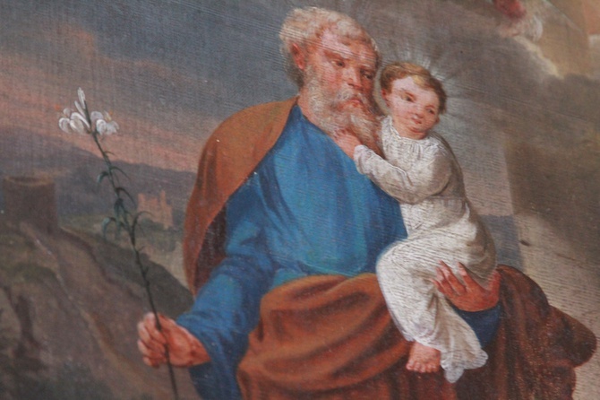 Pałuki. Św. Józef z Dzieciątkiem Jezus (detal z feretronu)