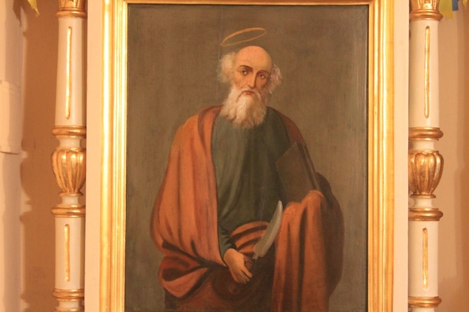Płonne k. Golubia-Dobrzynia. Feretron procesyjny z obrazem św. Bartłomieja Apostoła