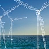 Wizualizacja wiatraków farmy wiatrowej  na Bałtyku.