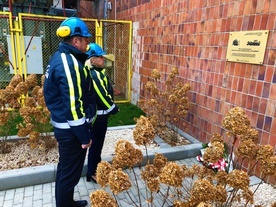 Kwiaty pod tablicą "Solidarności" złożyli członkowie zarządu Elektrowni Połaniec.