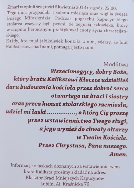Br. Kalikst Kłoczko z Poczekajki
