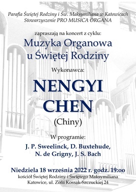 Koncert z cyklu "Muzyka Organowa u Świętej Rodziny", Katowice, 18 września