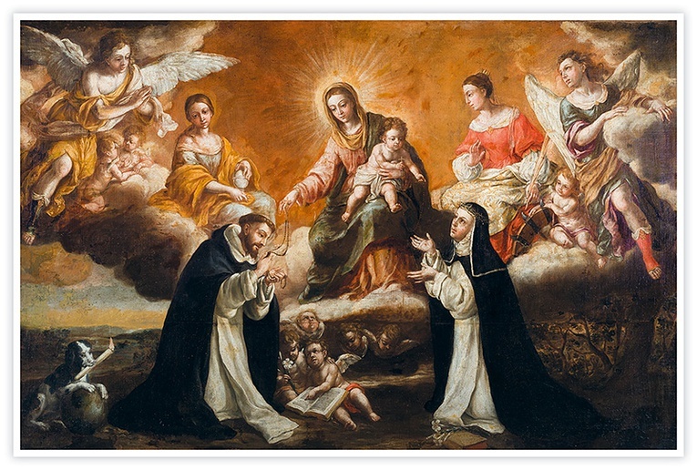Lucas Valdés
Matka Boża Różańcowa ze św. Dominikiem i św. Katarzyną ze Sieny 
olej na płótnie, ok. 1725
Muzeum Sztuk Pięknych 
Sewilla