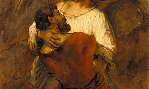 Walka Jakuba z aniołem. Rembrandt