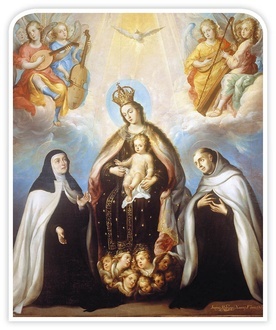 Juan Rodríguez Juárez "Matka Boża z góry Karmel ze św. Teresą i św. Janem od Krzyża" olej na płótnie, 1708 r. Narodowe Muzeum Sztuki, Meksyk