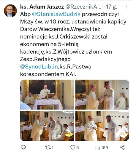 Abp Budzik wręczył księżom nominacje w kaplicy Darów Wieczernika