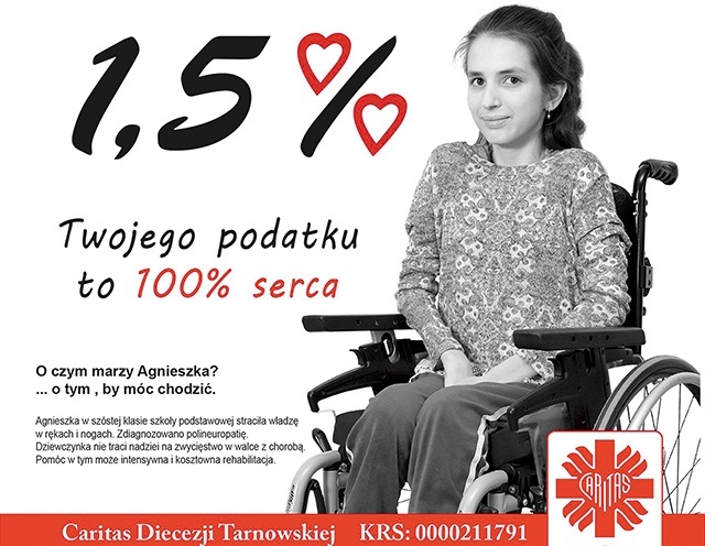 Pieniądze pozyskane w ramach podatku pomogą w walce z chorobą m.in. Agnieszce z Siołkowej.