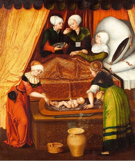 Lucas Cranach starszy
NARODZINY 
ŚW. JANA CHRZCICIELA 
olej na desce, 1518
Zamek Skokloster (Szwecja)