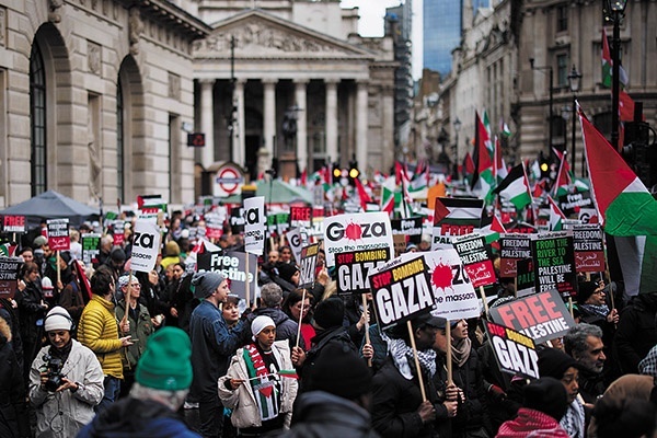 Propalestyńska demonstracja w centrum Londynu, 9.12.2023 r.