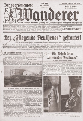 „Der Oberschlesische Wanderer” („Górnośląski Turysta”) w 1936 roku poświęcił całą pierwszą stronę debiutowi pociągu na trasie do Berlina