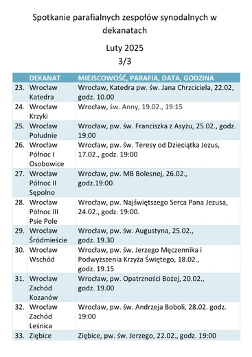 Synod Archidiecezji Wrocławskiej: przed nami dekanalne spotkania parafialnych zespołów