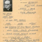 Karta ewidencji operacyjnej biskupa Karola Wojtyły prowadzona przez Wydział IV KW MO w Krakowie.