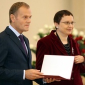 Premier Donald Tusk i minister edukacji narodowej Katarzyna Hall