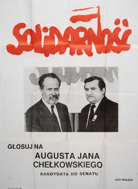 Lech Wałęsa i kandydat do senatu August Chełkowski