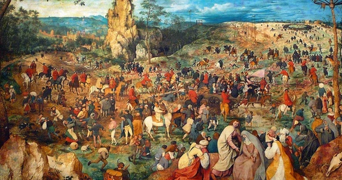 Pieter Brueghel Starszy, "Droga na Kalwarię", olej na desce, 1564, Kunsthistorisches Museum, Wiedeń