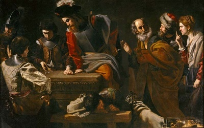 Nicolas Tournier, "Zaparcie się św. Piotra", olej na płótnie, ok. 1625, Muzeum Prado, Madryt 