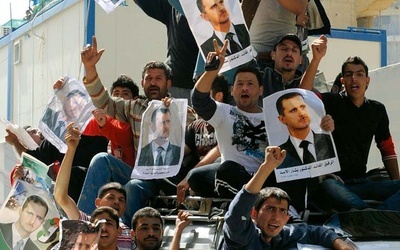 Demonstracja przed syryjską ambasadą w stolicy Libanu, Bejrucie