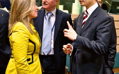 Philipp Rösler (z prawej) w rozmowie z hiszpańską minister zdrowia, Trinidad Jimenez