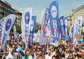 Związkowcy protestowali w Pradze