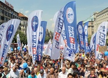 Związkowcy protestowali w Pradze