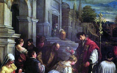 Jacopo da Ponte, zwany Bassano, "Św. Walenty chrzczący św. Lucyllę"