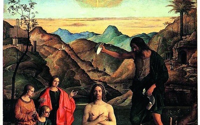 Chrzest Jezusa w Jordanie stanowił obok pokłonu mędrców oraz wesela w Kanie treść święta Objawienia Pańskiego; obraz Giovanniego Belliniego