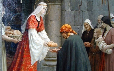 Edmund Blair Leighton, "Dobroczynność św. Elżbiety Węgierskiej".