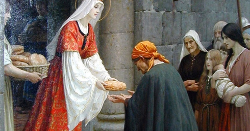 Edmund Blair Leighton, "Dobroczynność św. Elżbiety Węgierskiej".